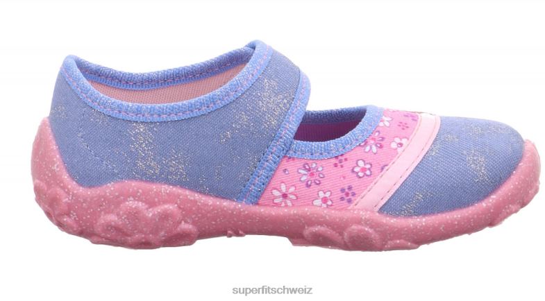 Babys Hausschuhe 44B2D131 Superfit bonny - Slipper mit Klettverschluss Blau Rosa