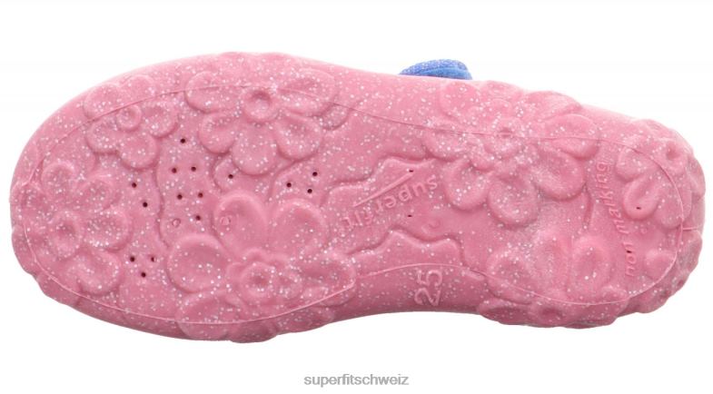 Babys Hausschuhe 44B2D131 Superfit bonny - Slipper mit Klettverschluss Blau Rosa