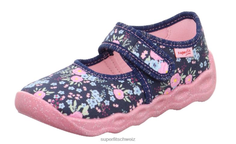 Babys Hausschuhe 44B2D132 Superfit bubble - Slipper mit Klettverschluss blau/mehrfarbig
