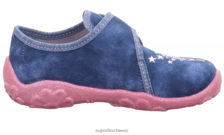 Babys Hausschuhe 44B2D133 Superfit bonny - Slipper mit Klettverschluss Blau