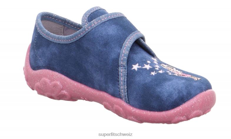 Babys Hausschuhe 44B2D133 Superfit bonny - Slipper mit Klettverschluss Blau