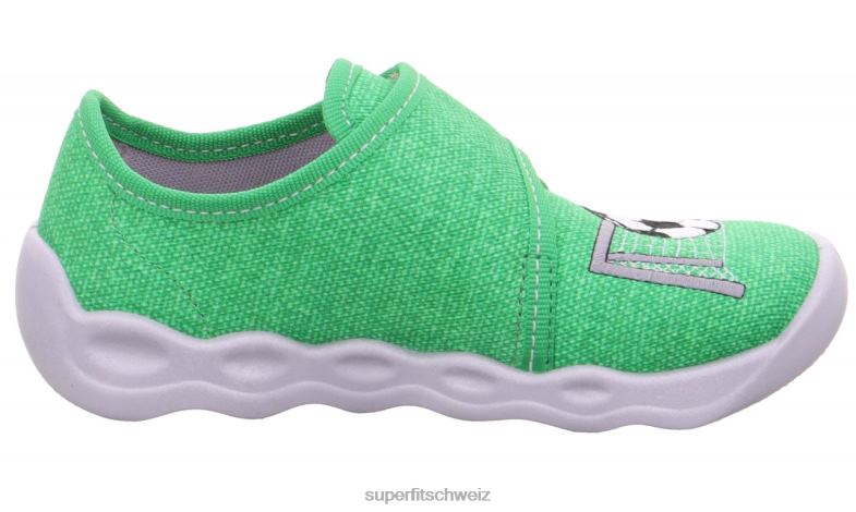 Babys Hausschuhe 44B2D134 Superfit bubble - Slipper mit Klettverschluss Grün