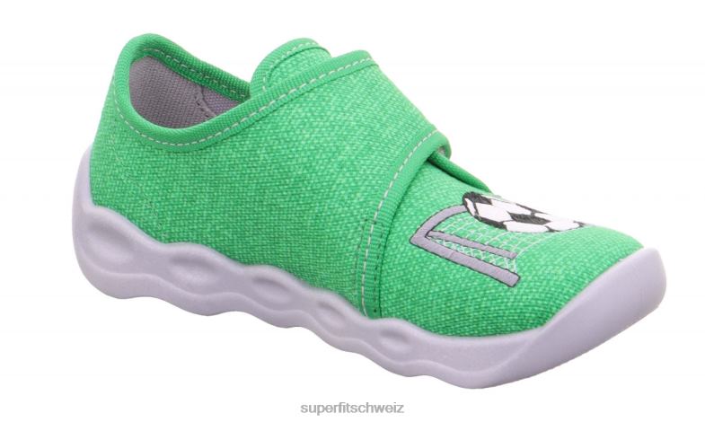Babys Hausschuhe 44B2D134 Superfit bubble - Slipper mit Klettverschluss Grün