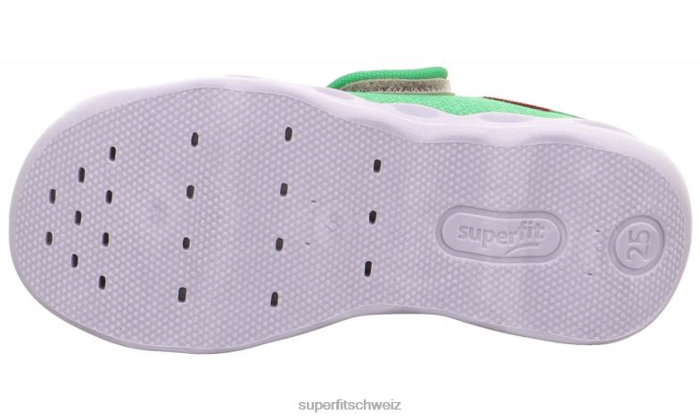 Babys Hausschuhe 44B2D134 Superfit bubble - Slipper mit Klettverschluss Grün