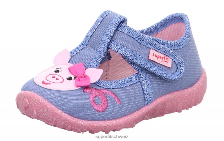 Babys Hausschuhe 44B2D137 Superfit spotty - Slipper mit Klettverschluss Blau