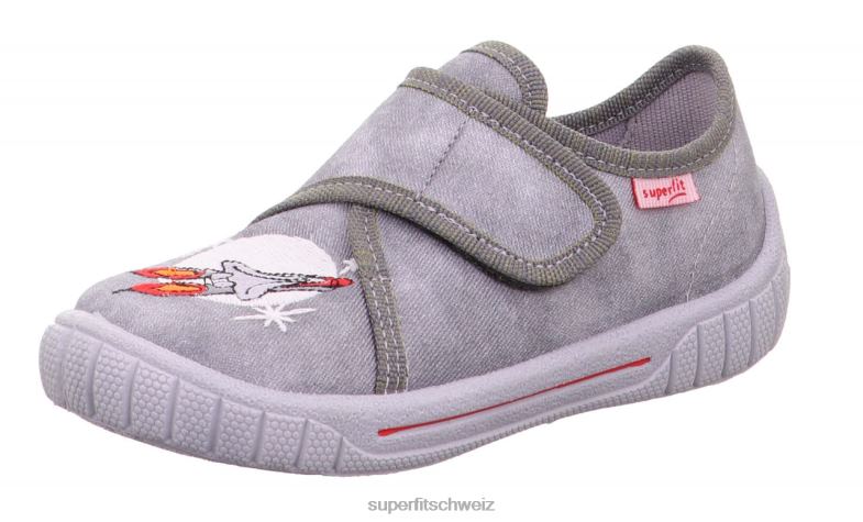 Babys Hausschuhe 44B2D138 Superfit bill - Slipper mit Klettverschluss grau