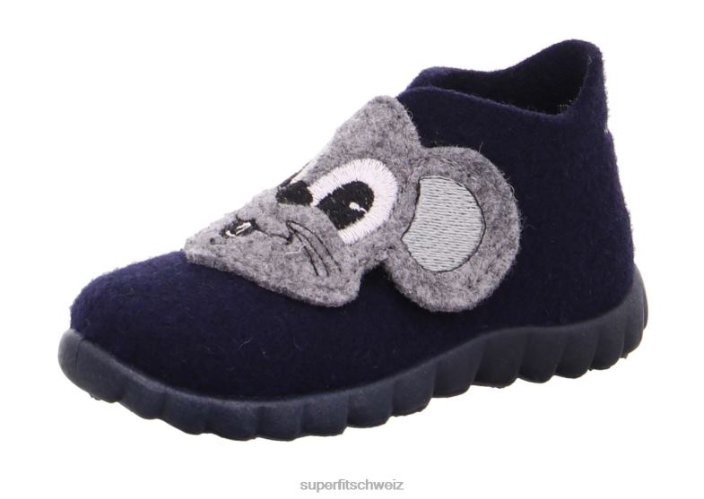 Babys Hausschuhe 44B2D139 Superfit happy - Slipper mit Klettverschluss Ozean/Kombi