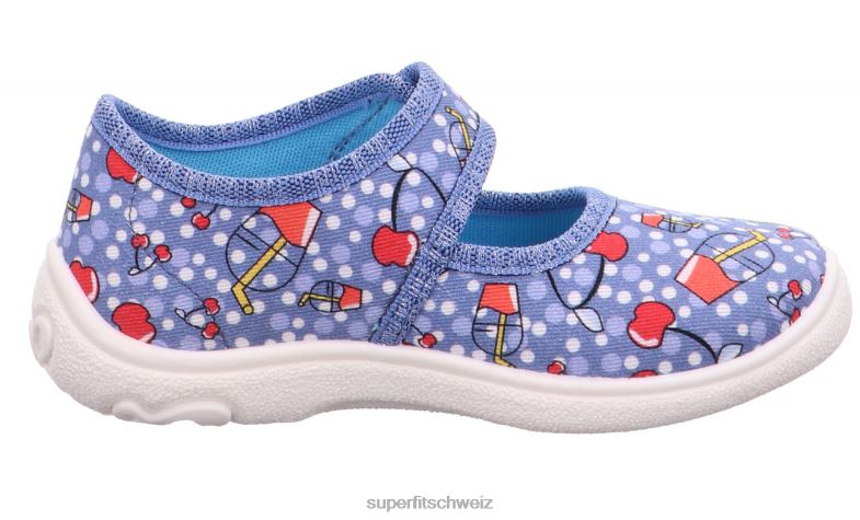 Babys Hausschuhe 44B2D13 Superfit belinda - Slipper mit Klettverschluss Blau Rot
