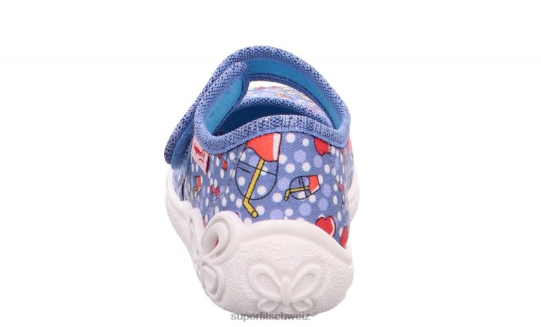 Babys Hausschuhe 44B2D13 Superfit belinda - Slipper mit Klettverschluss Blau Rot