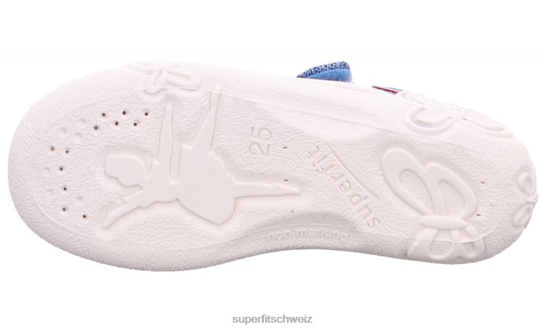 Babys Hausschuhe 44B2D13 Superfit belinda - Slipper mit Klettverschluss Blau Rot