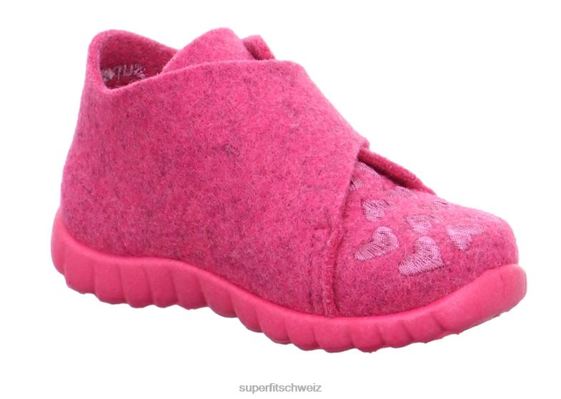 Babys Hausschuhe 44B2D140 Superfit happy - Slipper mit Klettverschluss Rosa