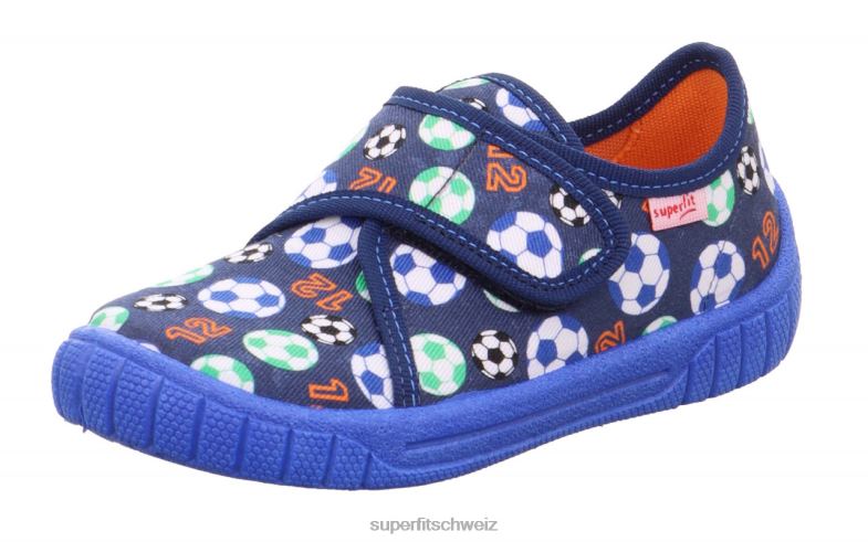 Babys Hausschuhe 44B2D141 Superfit bill - Slipper mit Klettverschluss Blau Grün