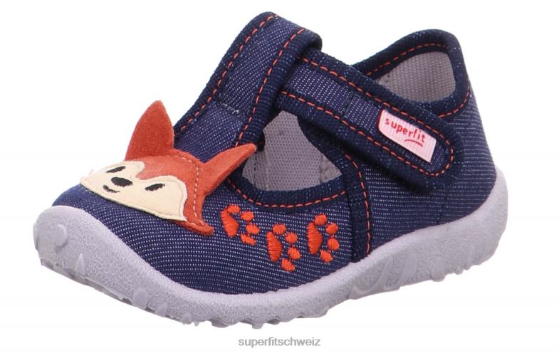 Babys Hausschuhe 44B2D142 Superfit spotty - Slipper mit Klettverschluss Blau
