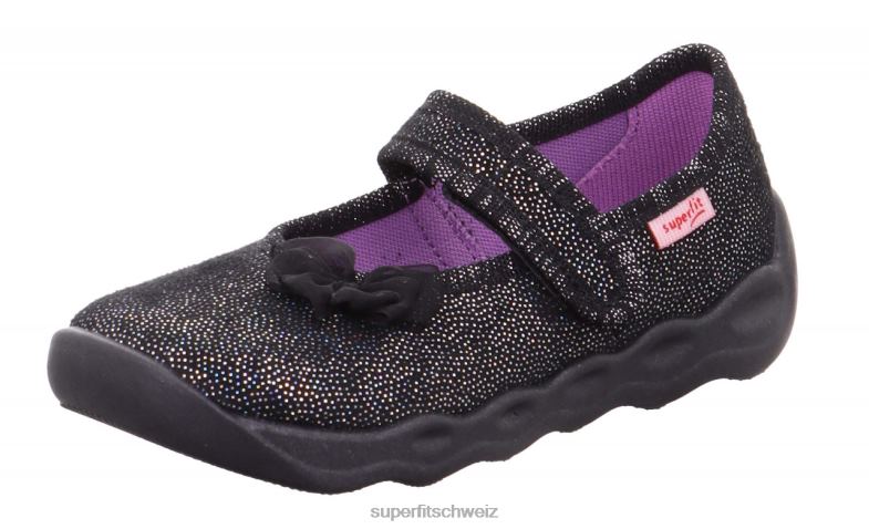 Babys Hausschuhe 44B2D144 Superfit bubble - Slipper mit Klettverschluss Schwarz
