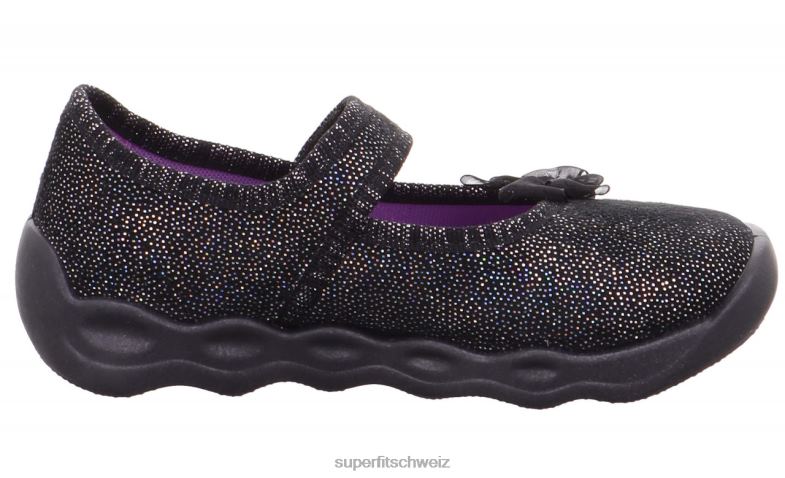 Babys Hausschuhe 44B2D144 Superfit bubble - Slipper mit Klettverschluss Schwarz
