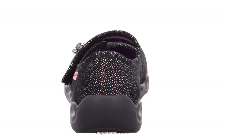 Babys Hausschuhe 44B2D144 Superfit bubble - Slipper mit Klettverschluss Schwarz