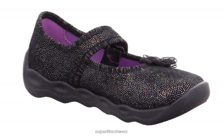 Babys Hausschuhe 44B2D144 Superfit bubble - Slipper mit Klettverschluss Schwarz