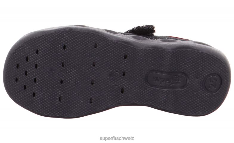 Babys Hausschuhe 44B2D144 Superfit bubble - Slipper mit Klettverschluss Schwarz