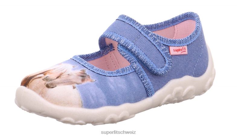Babys Hausschuhe 44B2D145 Superfit bonny - Slipper mit Klettverschluss blau/mehrfarbig