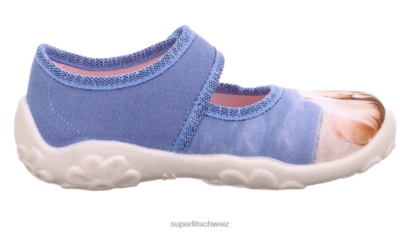 Babys Hausschuhe 44B2D145 Superfit bonny - Slipper mit Klettverschluss blau/mehrfarbig