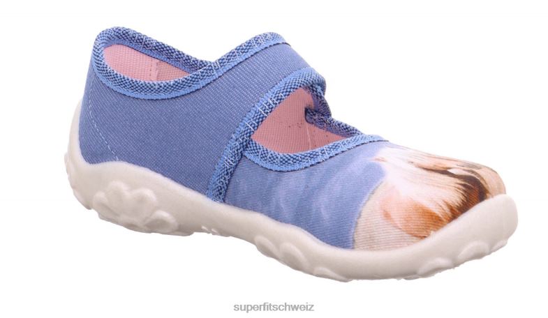 Babys Hausschuhe 44B2D145 Superfit bonny - Slipper mit Klettverschluss blau/mehrfarbig