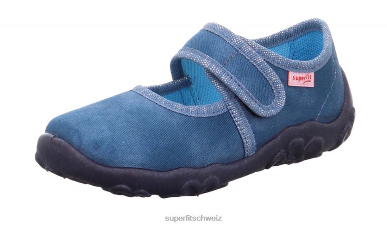 Babys Hausschuhe 44B2D146 Superfit bonny - Slipper mit Klettverschluss Blau