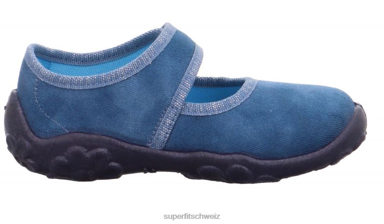Babys Hausschuhe 44B2D146 Superfit bonny - Slipper mit Klettverschluss Blau