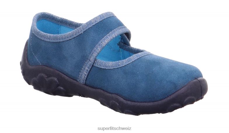 Babys Hausschuhe 44B2D146 Superfit bonny - Slipper mit Klettverschluss Blau