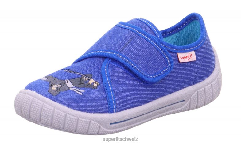Babys Hausschuhe 44B2D147 Superfit bill - Slipper mit Klettverschluss Blau