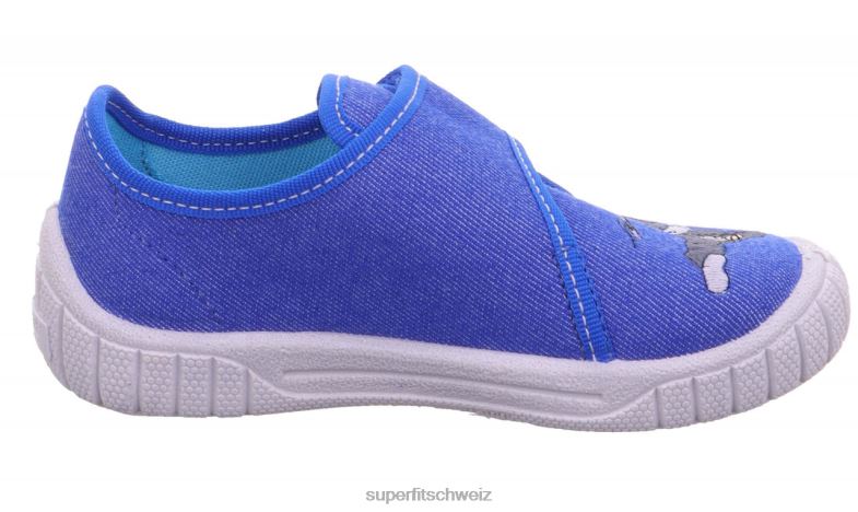Babys Hausschuhe 44B2D147 Superfit bill - Slipper mit Klettverschluss Blau