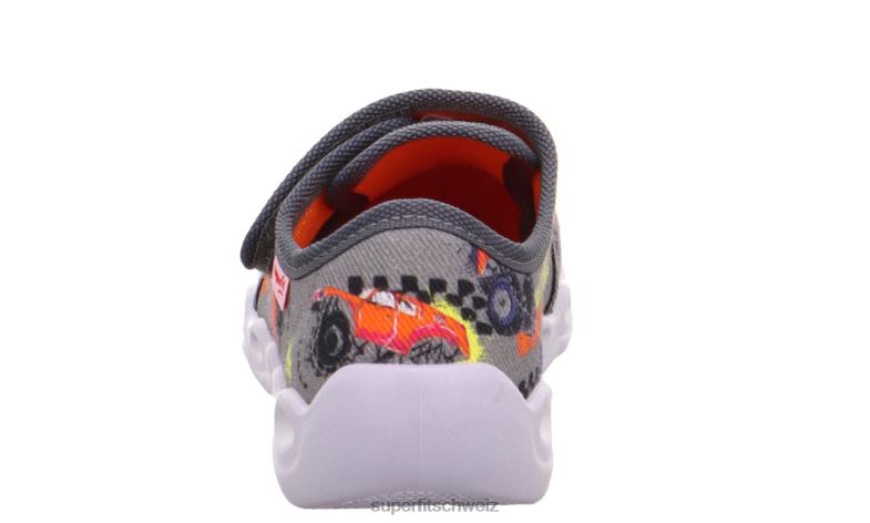Babys Hausschuhe 44B2D148 Superfit bubble - Slipper mit Klettverschluss grau/mehrfarbig