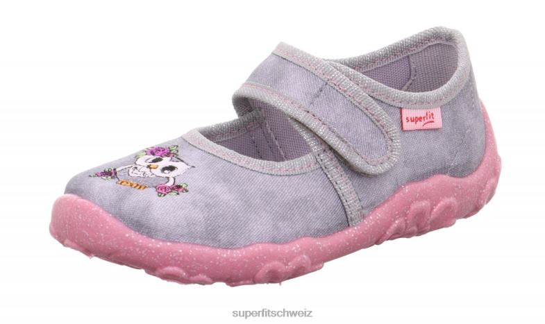 Babys Hausschuhe 44B2D149 Superfit bonny - Slipper mit Klettverschluss grau