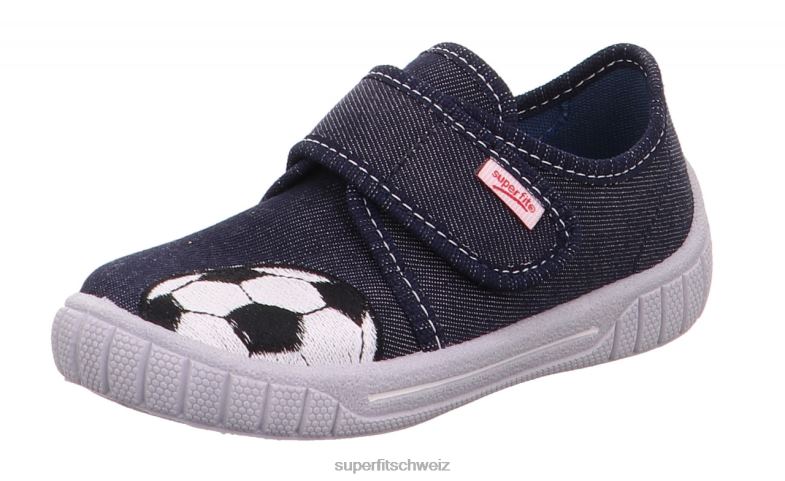 Babys Hausschuhe 44B2D14 Superfit bill - Slipper mit Klettverschluss Blau Weiss