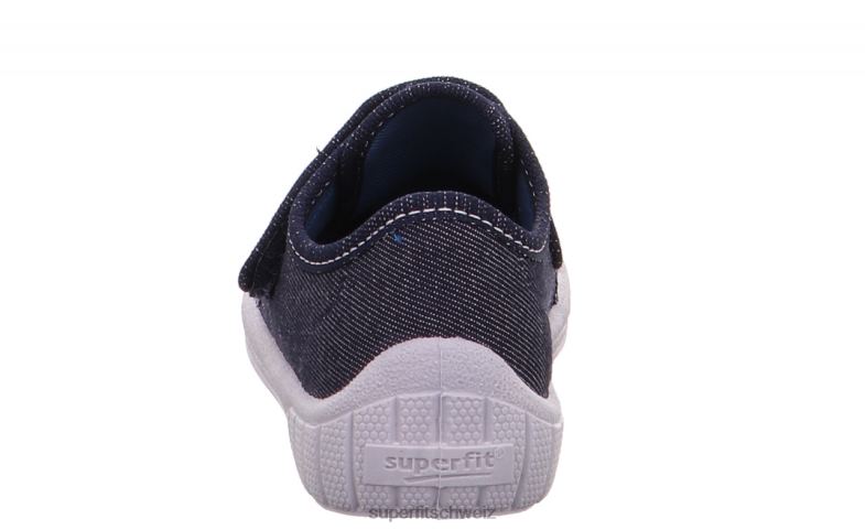 Babys Hausschuhe 44B2D14 Superfit bill - Slipper mit Klettverschluss Blau Weiss