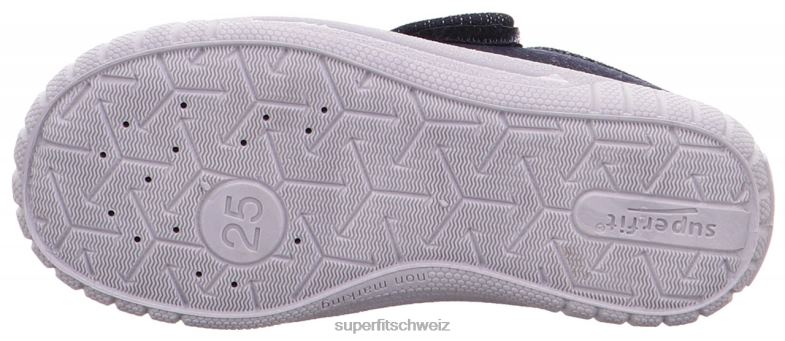 Babys Hausschuhe 44B2D14 Superfit bill - Slipper mit Klettverschluss Blau Weiss