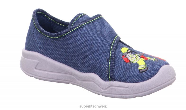 Babys Hausschuhe 44B2D150 Superfit benny - Slipper mit Klettverschluss Blau