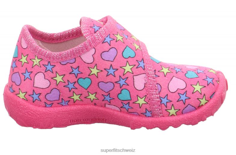 Babys Hausschuhe 44B2D151 Superfit spotty - Slipper mit Klettverschluss Rosa