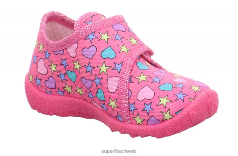 Babys Hausschuhe 44B2D151 Superfit spotty - Slipper mit Klettverschluss Rosa