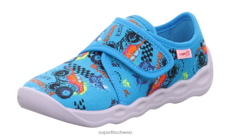 Babys Hausschuhe 44B2D155 Superfit bubble - Slipper mit Klettverschluss blau/mehrfarbig