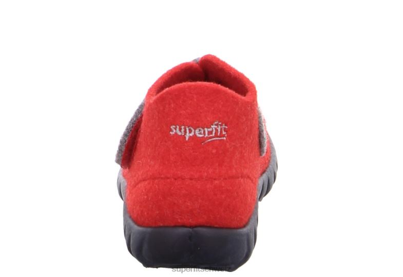 Babys Hausschuhe 44B2D156 Superfit happy - Slipper mit Klettverschluss rote Kombi