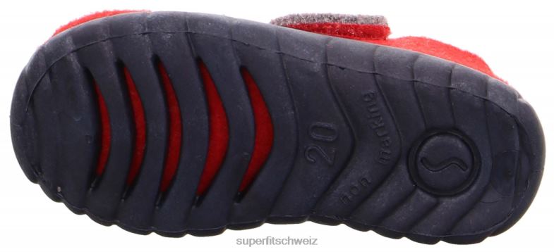 Babys Hausschuhe 44B2D156 Superfit happy - Slipper mit Klettverschluss rote Kombi