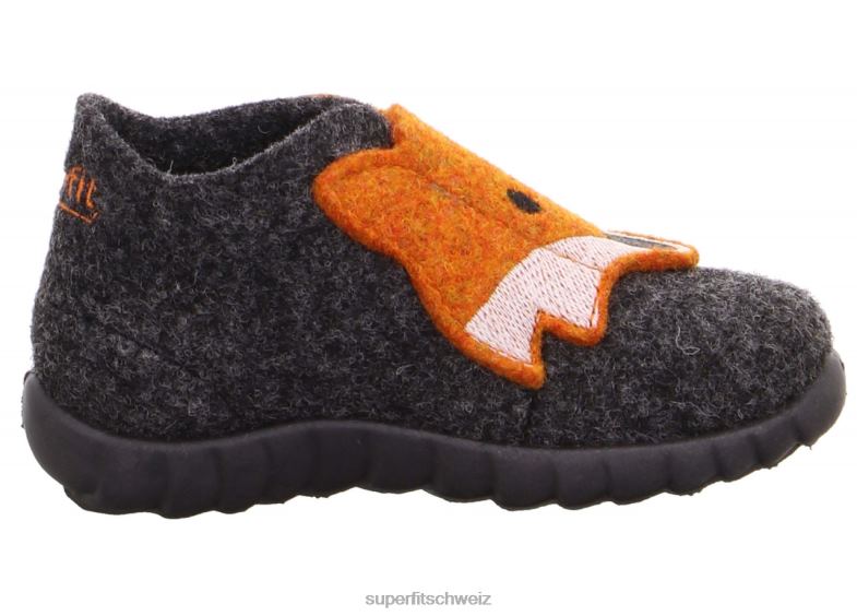 Babys Hausschuhe 44B2D158 Superfit happy - Slipper mit Klettverschluss Lavagna-Kombi