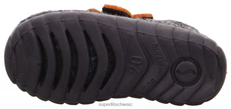 Babys Hausschuhe 44B2D158 Superfit happy - Slipper mit Klettverschluss Lavagna-Kombi
