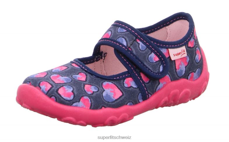 Babys Hausschuhe 44B2D159 Superfit bonny - Slipper mit Klettverschluss Blau Rosa