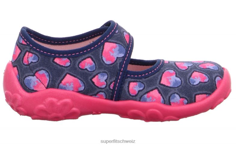Babys Hausschuhe 44B2D159 Superfit bonny - Slipper mit Klettverschluss Blau Rosa