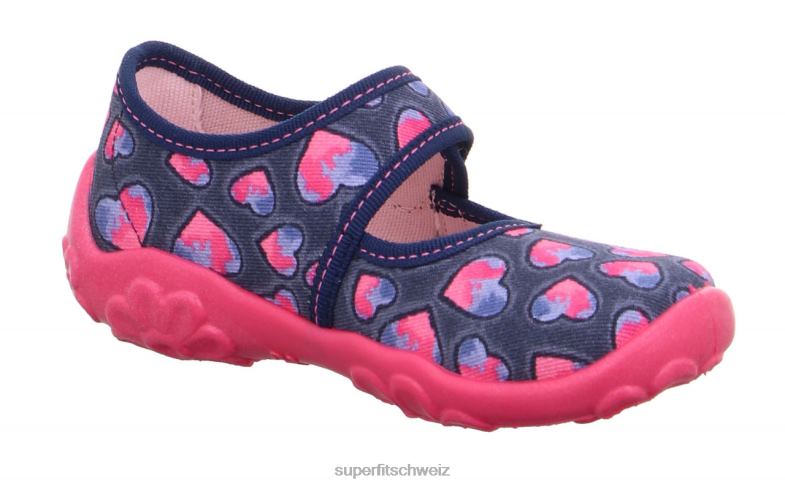 Babys Hausschuhe 44B2D159 Superfit bonny - Slipper mit Klettverschluss Blau Rosa