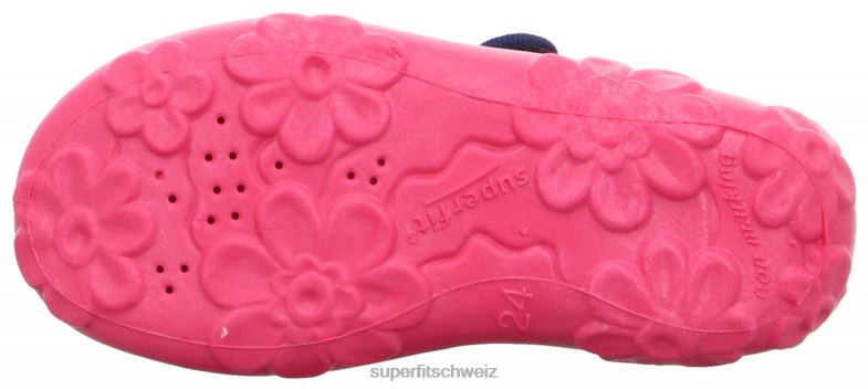 Babys Hausschuhe 44B2D159 Superfit bonny - Slipper mit Klettverschluss Blau Rosa