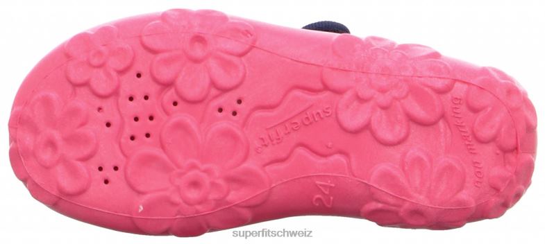 Babys Hausschuhe 44B2D159 Superfit bonny - Slipper mit Klettverschluss Blau Rosa