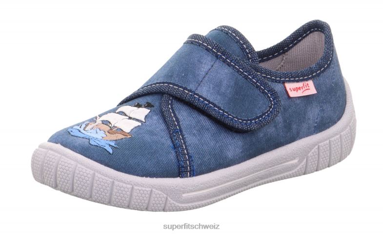 Babys Hausschuhe 44B2D15 Superfit bill - Slipper mit Klettverschluss Blau