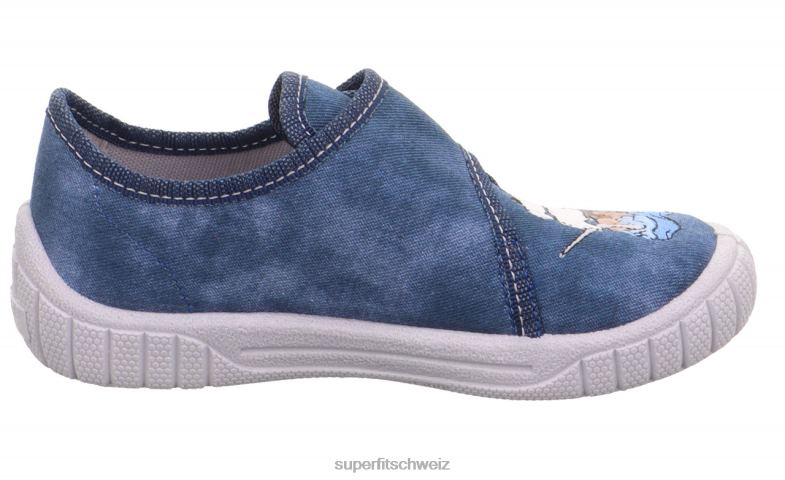 Babys Hausschuhe 44B2D15 Superfit bill - Slipper mit Klettverschluss Blau